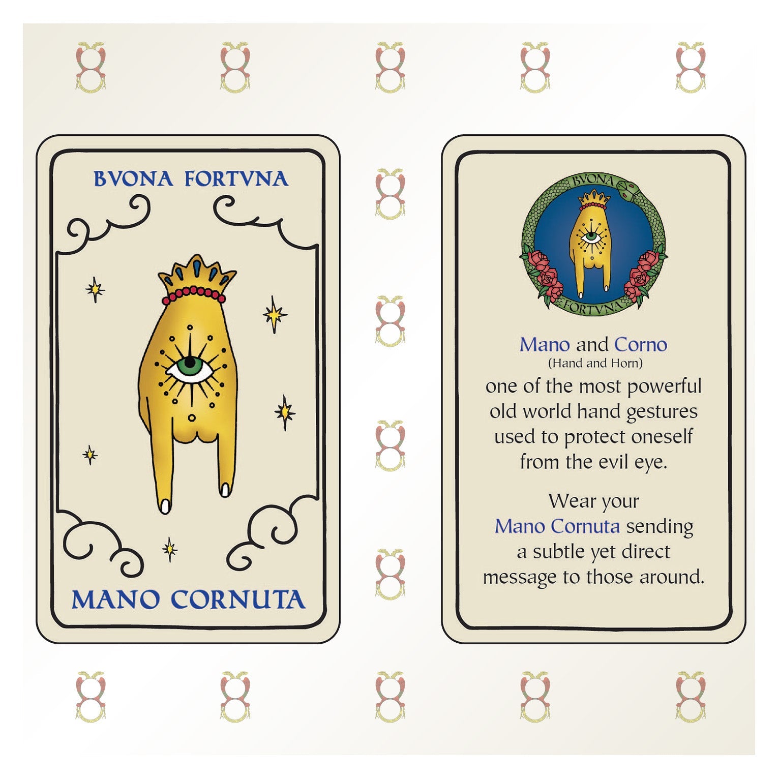 Bvona Fortvna Mano Cornuta Italian interchangeable charm representing protection from the evil eye.